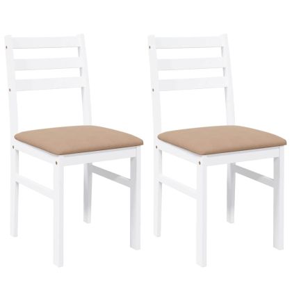 Трапезни столове с възглавници 2 бр Бяла масивна дървесина гума
