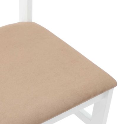 Трапезни столове с възглавници 2 бр Бяла масивна дървесина гума