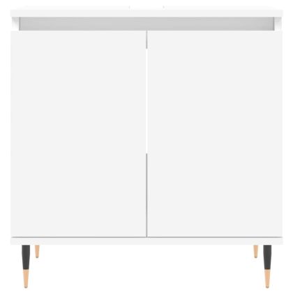 Комплект мебели за баня от 3 части, бял, инженерно дърво