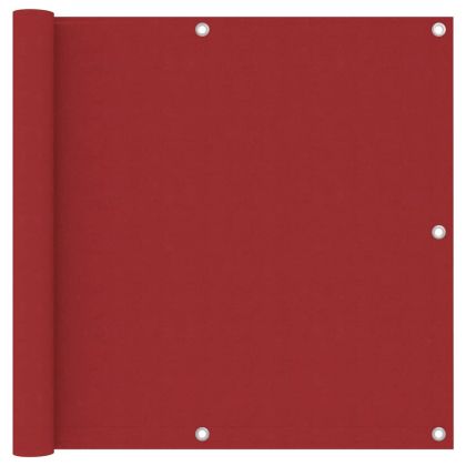 Балконски параван, червен, 90x600 см, оксфорд плат