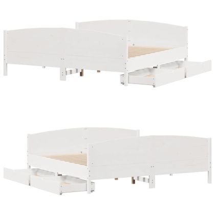 Рамка за легло без матрак, бял, 180x200 см, бор масив