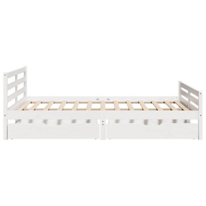 Рамка за легло без матрак, бял, 140x200 см, бор масив