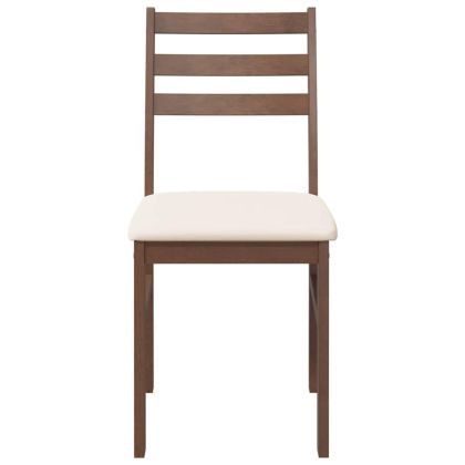 Трапезни столове с възглавници 2бр Кафяв масивна дървесина гума