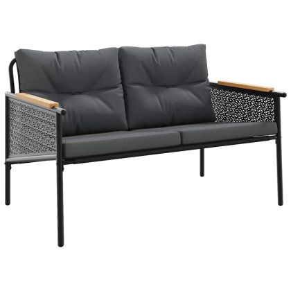 Комплект балконски мебели 5 части с възглавници черен стомана