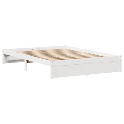 Рамка за легло без матрак, бял, 160x200 см, бор масив