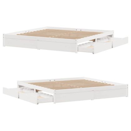 Рамка за легло без матрак, бял, 200x200 см, бор масив