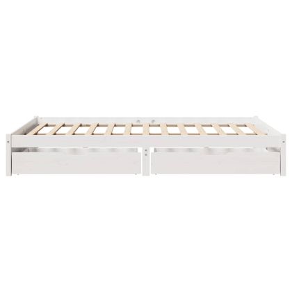 Рамка за легло без матрак, бял, 150x200 см, бор масив