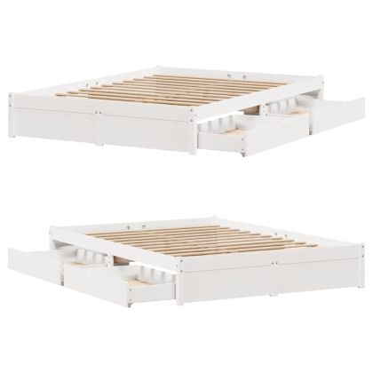 Рамка за легло без матрак, бял, 150x200 см, бор масив