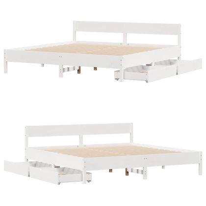 Рамка за легло без матрак, бял, 180x200 см, бор масив