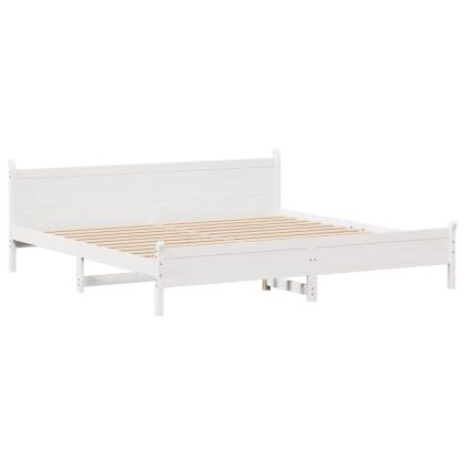 Рамка за легло без матрак, бял, 200x200 см, бор масив