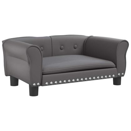 Кучешко легло, сиво, 70x45x30 см, изкуствена кожа