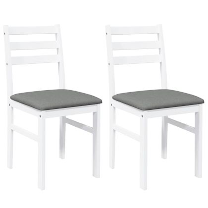 Трапезни столове с възглавници 2 бр Бяла масивна дървесина гума