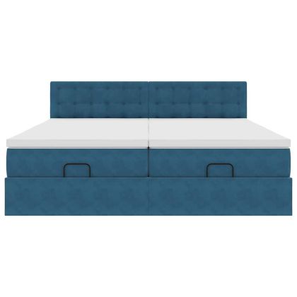Османска легло с матраци, тъмносиньо, 180x200 см, кадифе