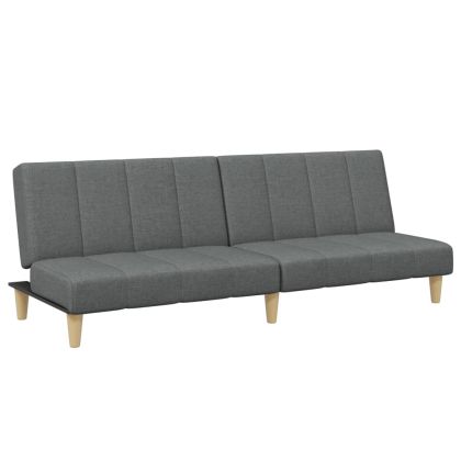 2-местен диван с табуретка, тъмносив, текстил