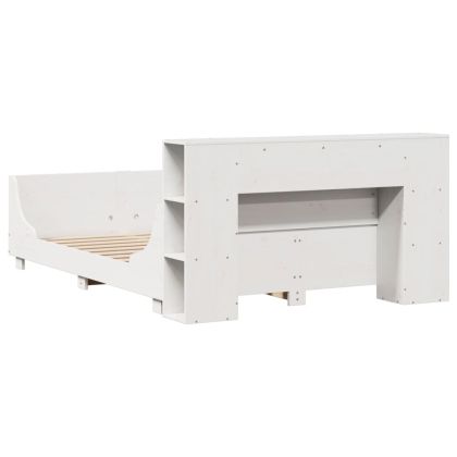 Рамка за легло без матрак, бял, 120x200 см, бор масив