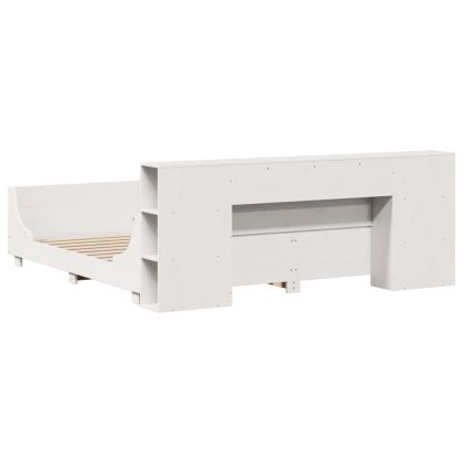 Рамка за легло без матрак, бял, 180x200 см, бор масив