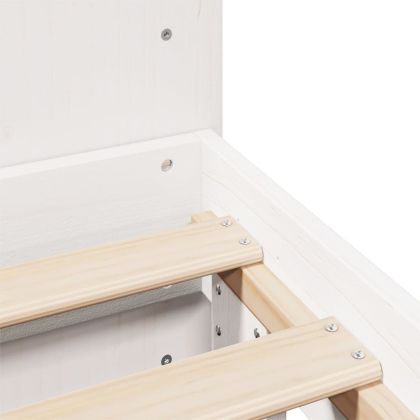 Рамка за легло без матрак, бял, 140x190 см, бор масив