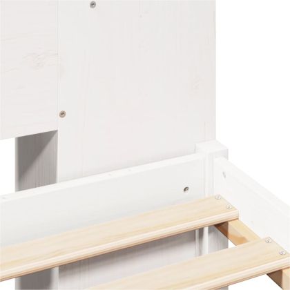 Легло с етажерка за книги, без матрак, 140x200 см, бор масив