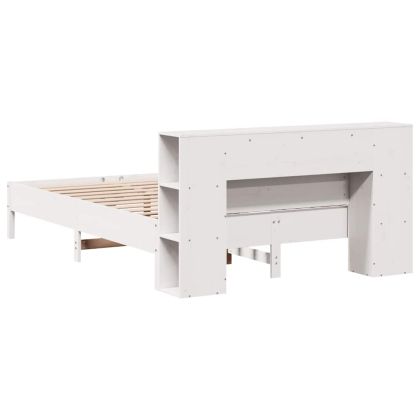 Легло с етажерка за книги, без матрак, 140x190 см, бор масив