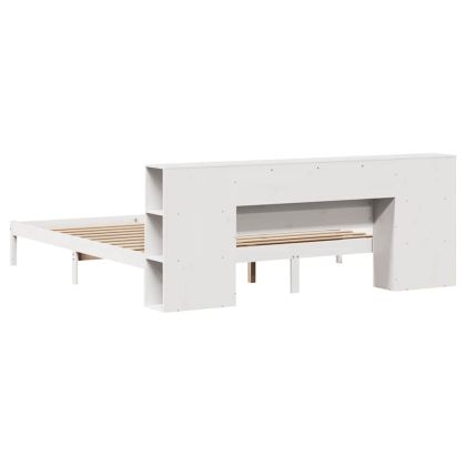 Легло с етажерка за книги, без матрак, 200x200 см, бор масив