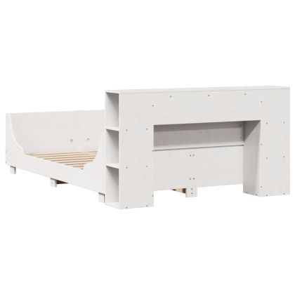 Рамка за легло без матрак, бял, 140x200 см, бор масив