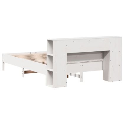 Легло с етажерка за книги, без матрак, 120x200 см, бор масив