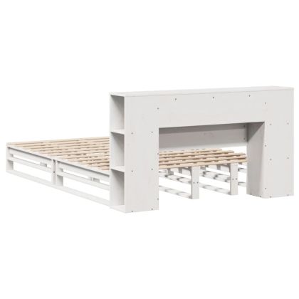 Легло с етажерка за книги, без матрак, 120x200 см, дърво масив