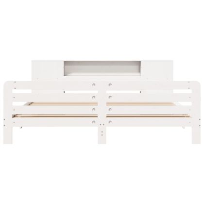 Рамка за легло без матрак, бял, 180x200 см, бор масив