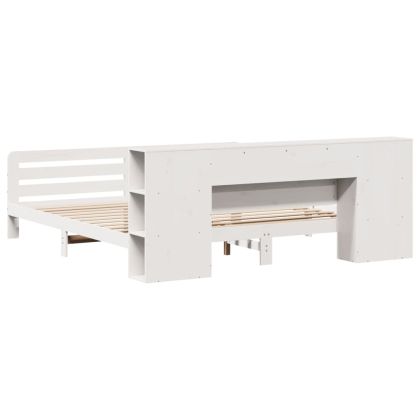 Рамка за легло без матрак, бял, 200x200 см, бор масив