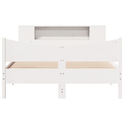Рамка за легло без матрак, бял, 120x200 см, бор масив