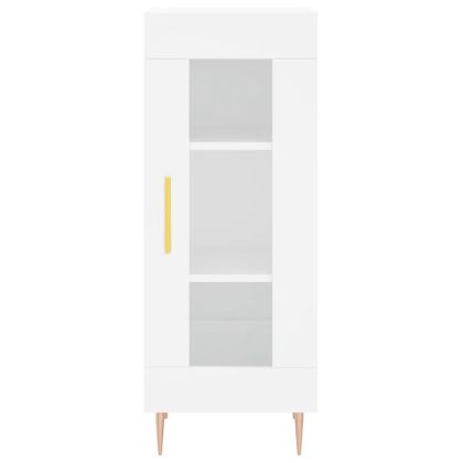 Сайдборд, бял, 34,5x34x90 см, инженерно дърво