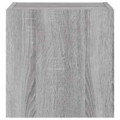 Стенен ТВ шкаф с LED осветление, сив сонома, 30,5x35x30 см