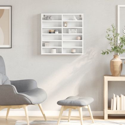 Шкаф витрина, бял, 60x8,5x58 см, инженерно дърво