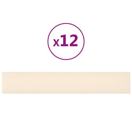 Стенни панели, 12 бр, кремави, 90x15 см, кадифе, 1,62 м²