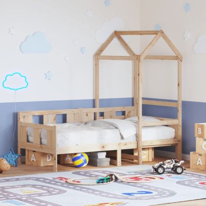 Дневно легло с покрив, 90x190 см, борово дърво масив