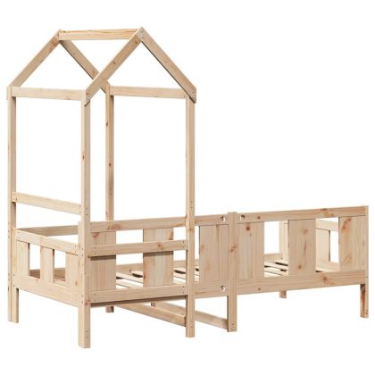 Дневно легло с покрив, 90x190 см, борово дърво масив