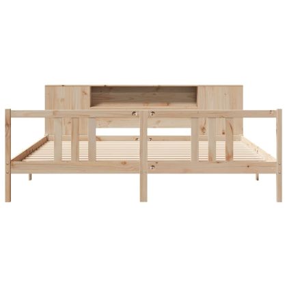 Легло с етажерка за книги, без матрак, 180x200 см, бор масив