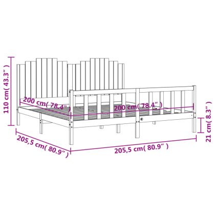 Рамка за легло без матрак 200x200 см масивна чамова дървесина