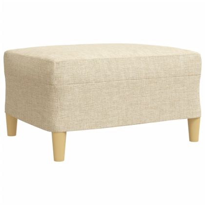 Дивани от 3 части с табуретка и възглавници кремав плат