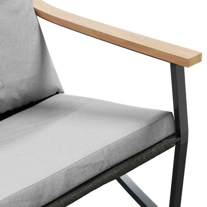 Комплект балконски мебели 4 части с възглавници черен стомана