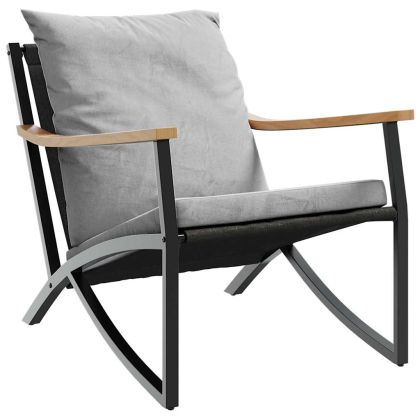 Комплект балконски мебели 3 части с възглавници черен стомана