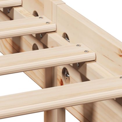 Легло с етажерка за книги, без матрак, 120x190 см, бор масив