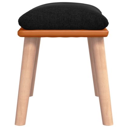 Табуретка, черна, 45x29,5x35 см, текстил и изкуствена кожа