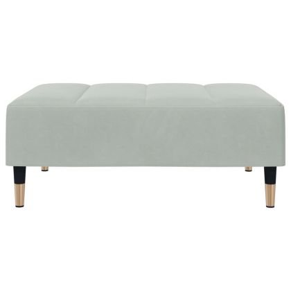 2-местно разтегателно канапе с табуретка, светлосиво, кадифе