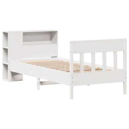 Легло с етажерка за книги, без матрак, 100x200 см, бор масив