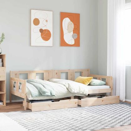 Легло с чекмеджета, без матрак, 80x200 см, масивно дърво