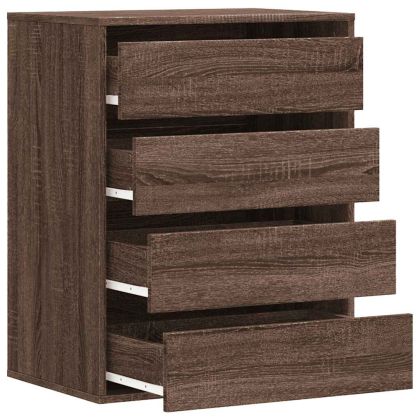 Ъглов скрин с чекмеджета, кафяв дъб 60x41x76см, инженерно дърво