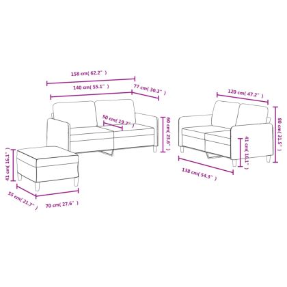 Комплект дивани 3 части, светлосив, кадифе