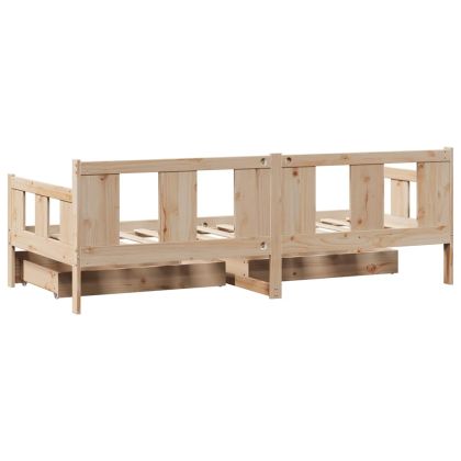 Легло с чекмеджета, без матрак, 90x200 см, масивно дърво