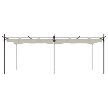 Пергола с прибиращ се покрив кремава 589x292x230 см